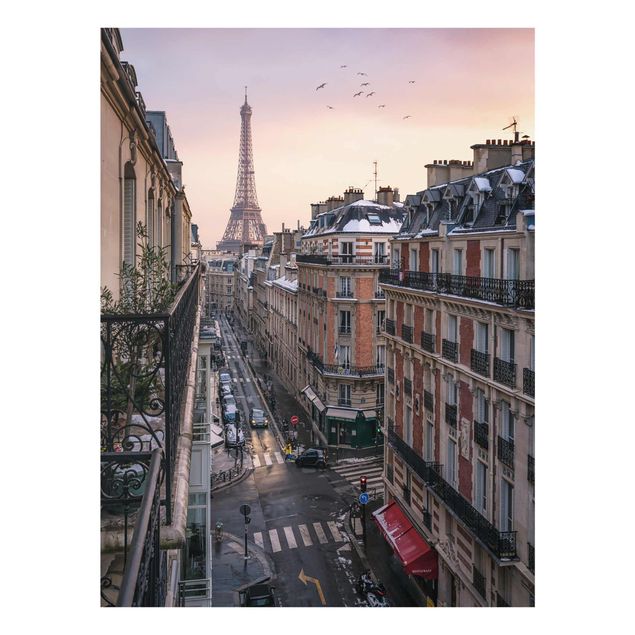Tableaux en verre architecture & skyline La Tour Eiffel au soleil couchant
