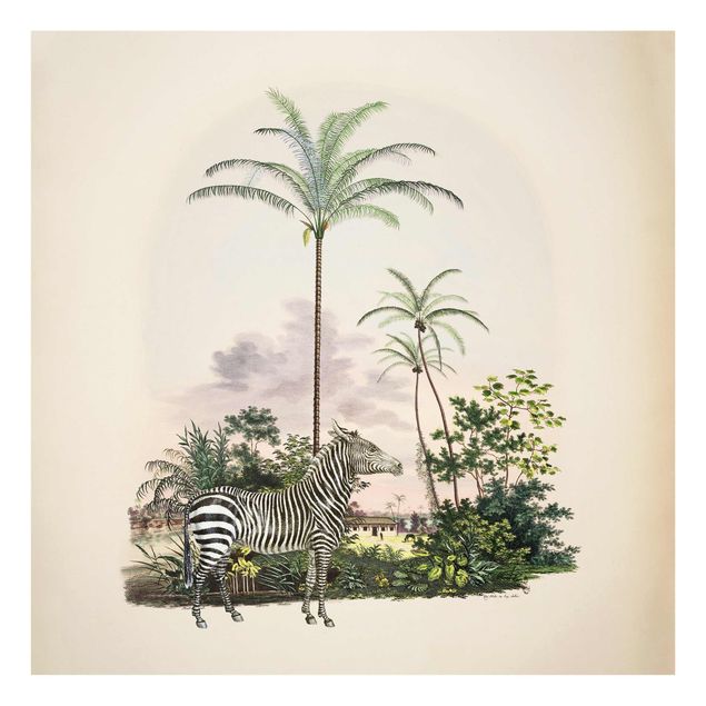 Tableau deco nature Illustration de Zèbre Devant Des Palmiers