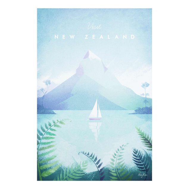 Tableau verre montagne Poster de voyage - Nouvelle-Zélande