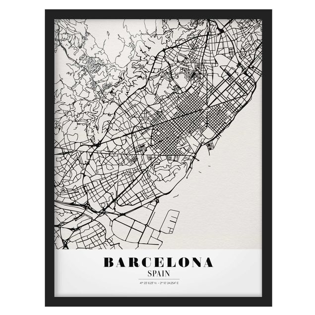 Poster encadré - Barcelona City Map - Classic