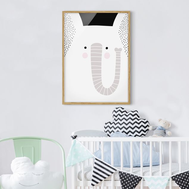 Tableaux encadrés noir et blanc Zoo à motifs - Éléphant