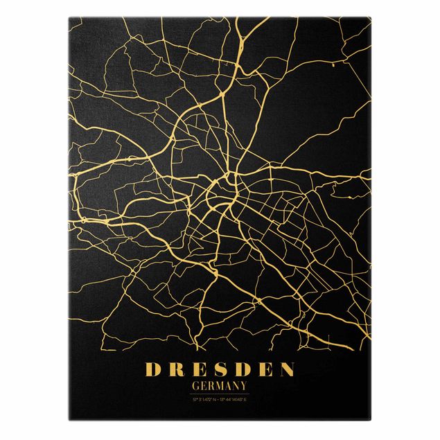 Tableaux noir et blanc Plan de ville de Dresde - Noir classique
