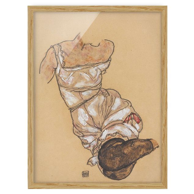 Tableaux moderne Egon Schiele - Torse de femme en sous-vêtements et bas noirs