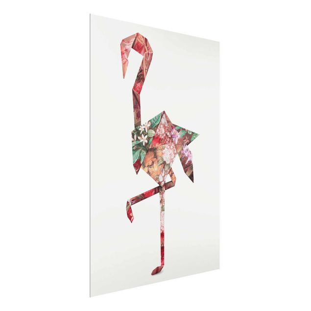 Tableaux fleurs Origami Flamingo