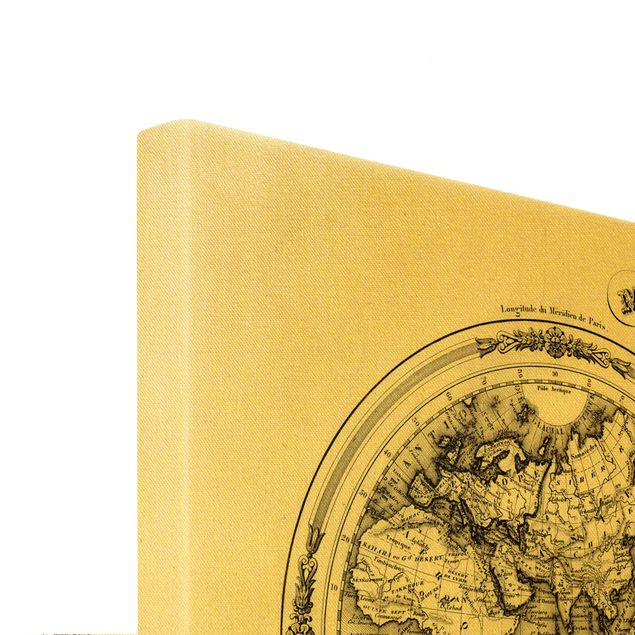 Tableaux toile Carte française des hémisphères de 1848