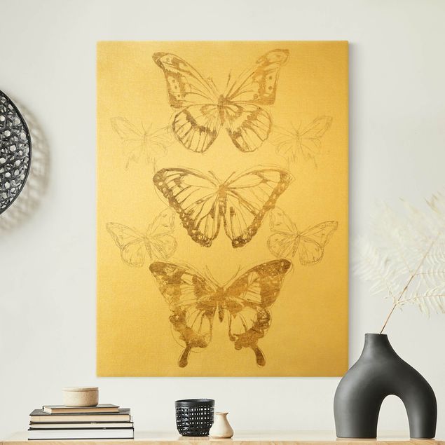 Tableaux animaux Composition de papillon en or II