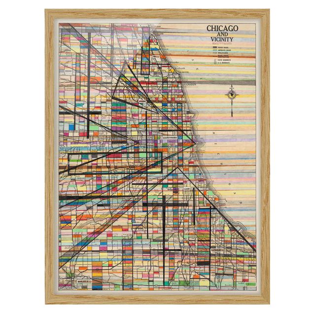 Tableaux mappemonde Carte moderne de Chicago