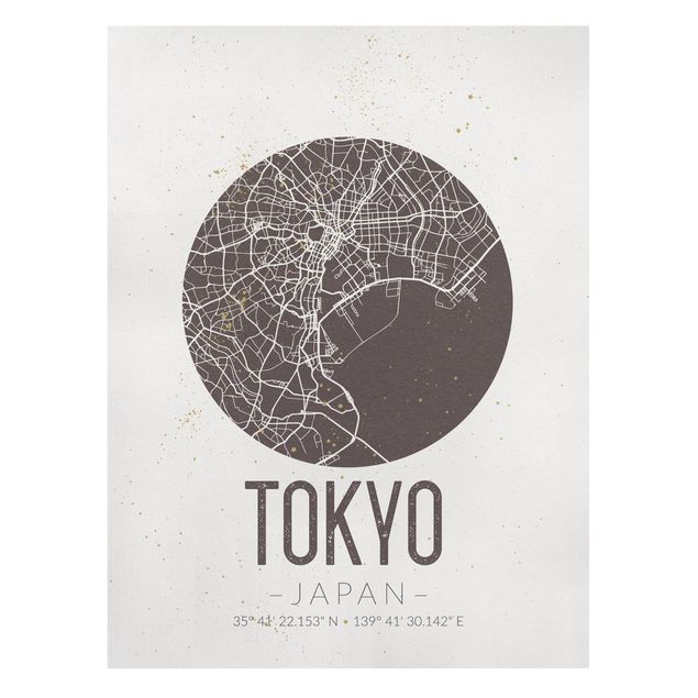 Tableau moderne Plan de ville de Tokyo - Rétro