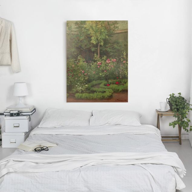 Toile impressionniste Camille Pissarro - Un jardin de roses