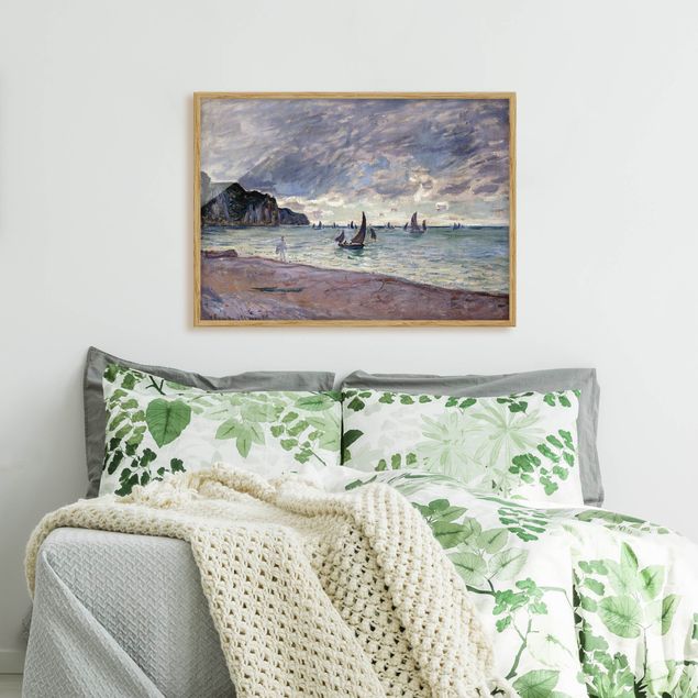 Tableau paysages Claude Monet - Bateaux de pêche devant la plage et les falaises de Pourville