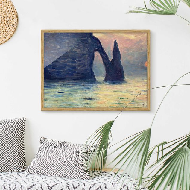 Décorations cuisine Claude Monet - La falaise, Étretat, coucher de soleil