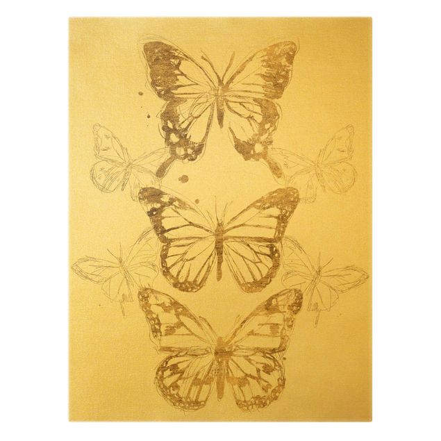 Tableaux toile Composition de papillon en or I