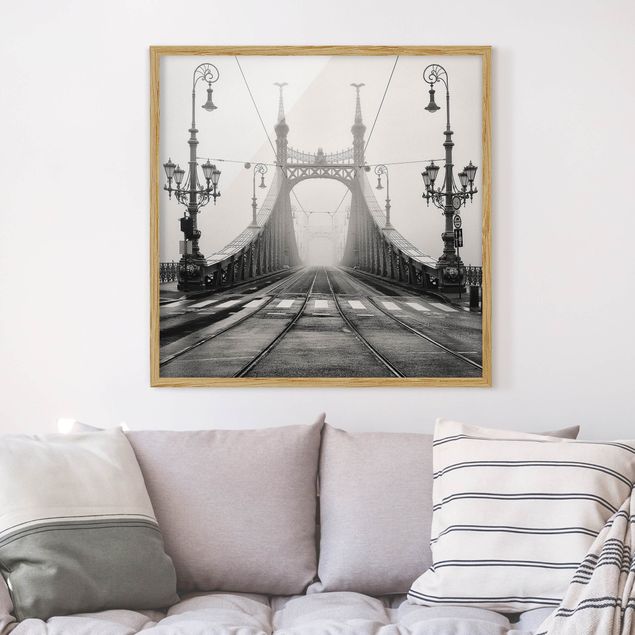 Tableaux encadrés noir et blanc Pont à Budapest