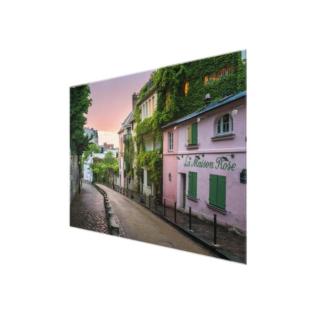Tableaux en verre architecture & skyline Crépuscule de couleur rose à Paris