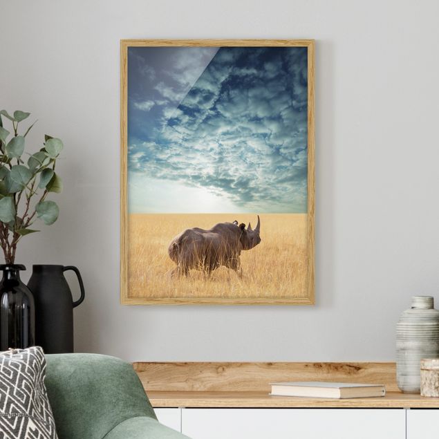 Tableau paysages Rhinocéros dans la savane