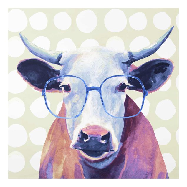 Tableaux lilas Animaux avec lunettes - Vache