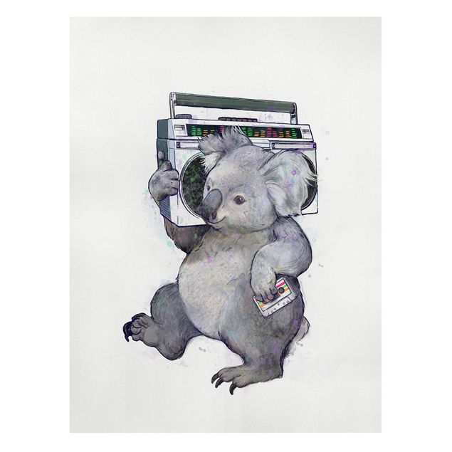 Toile montagne Illustration Koala avec Radio Peinture