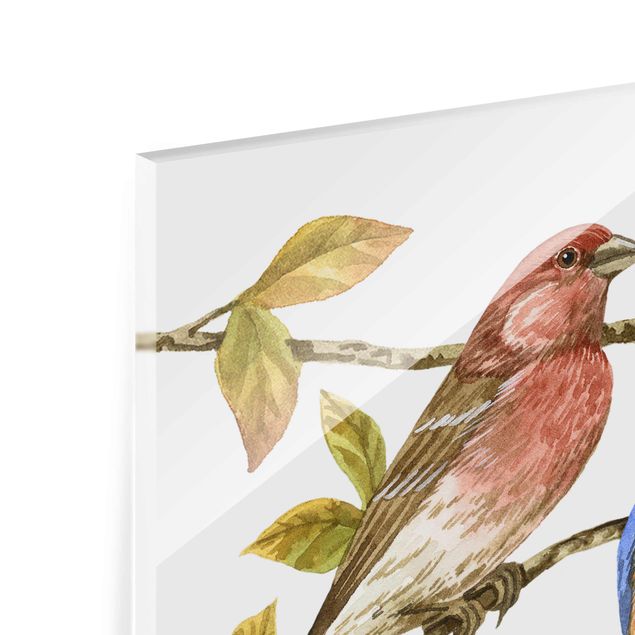 Tableau en verre - Birds And Berries - Bluebird