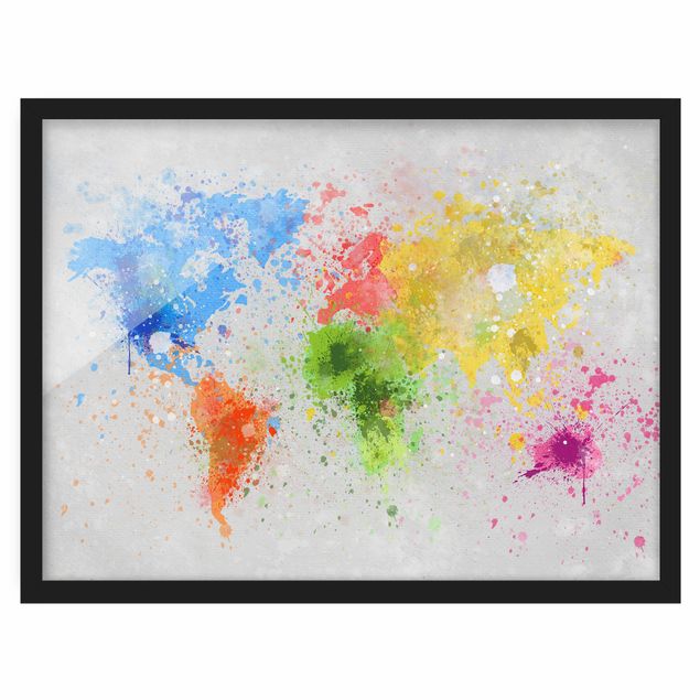 Tableaux mappemonde Splodges colorés Carte du monde