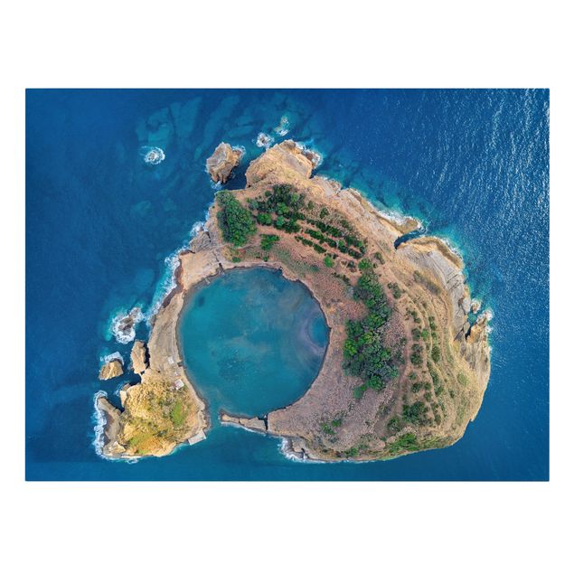 Toile imprimée paysage Vue aérienne - L'île de Vila Franca Do Campo