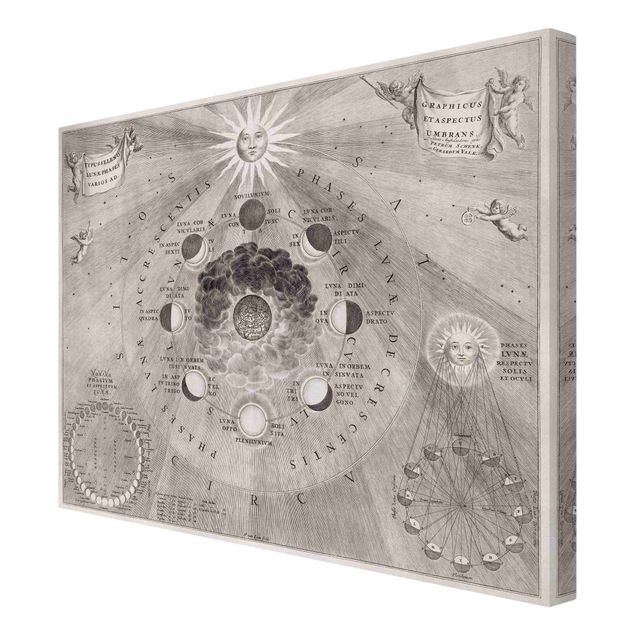 Tableau décoration Illustration vintage des phases de la lune