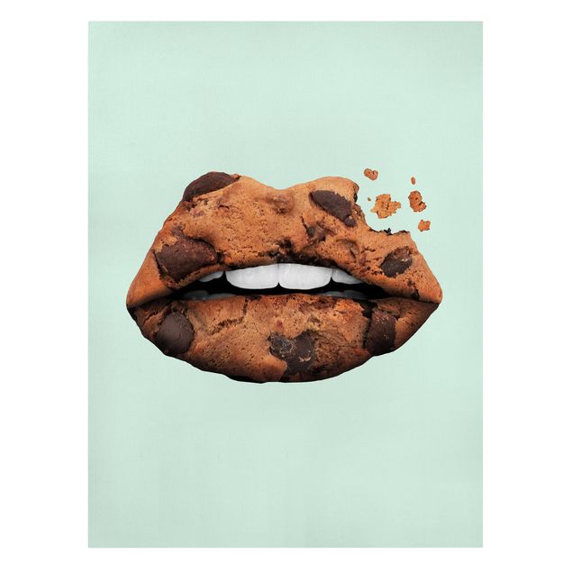 Tableau turquoise Lèvres avec Biscuit