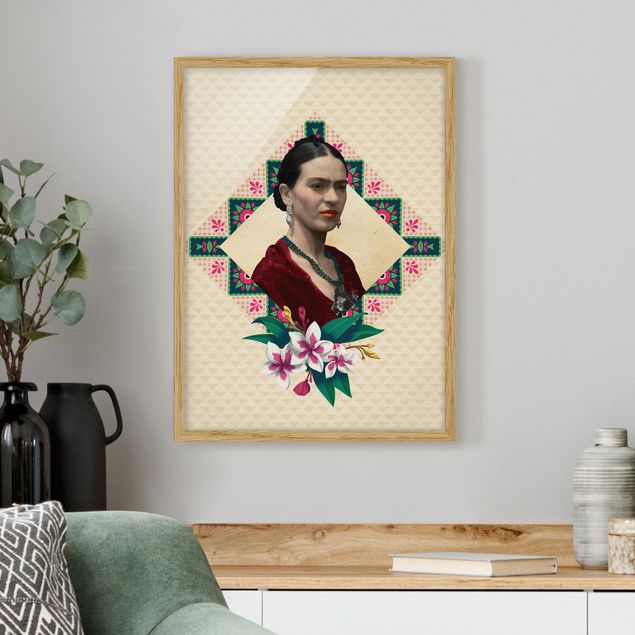 Tableaux modernes Frida Kahlo - Fleurs et géométrie