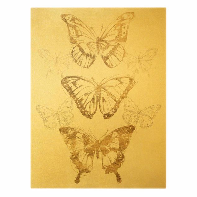 Tableaux toile Composition de papillon en or II