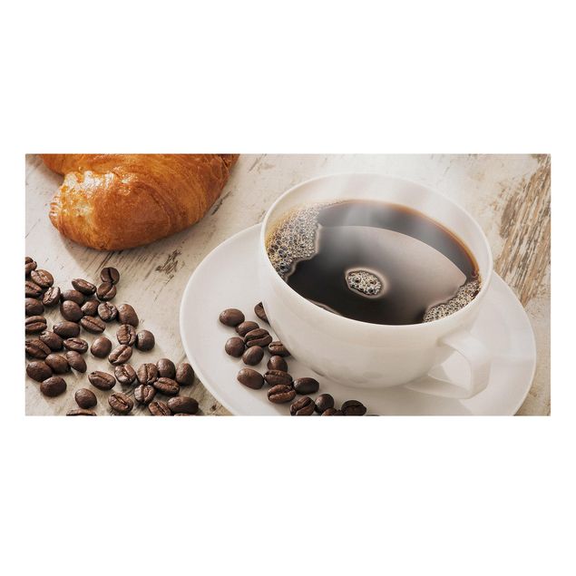 Tableaux Tasse de café à la vapeur avec des grains de café
