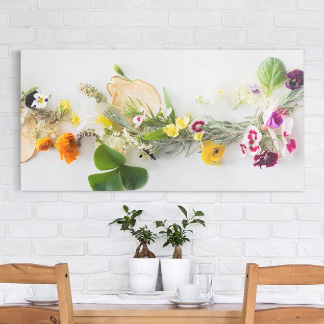 Déco murale cuisine Herbes fraîches et fleurs comestibles