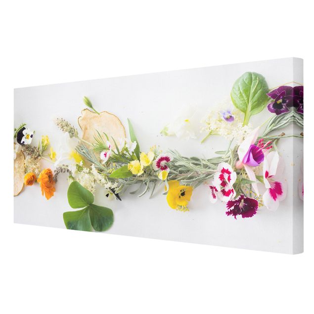 Tableau floral Herbes fraîches et fleurs comestibles