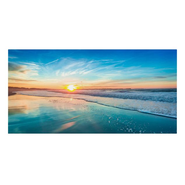 Toile paysage mer Coucher de soleil romantique au bord de la mer