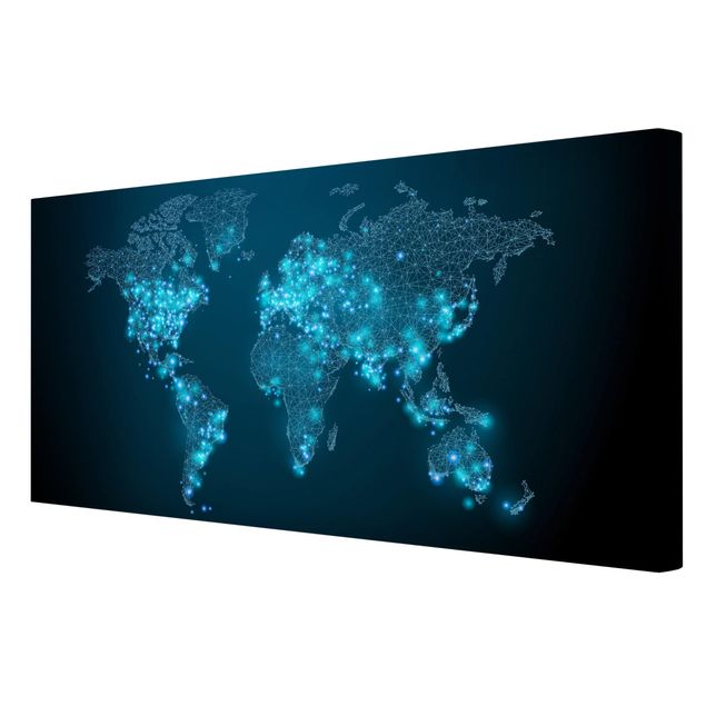 Tableau décoration Carte du monde connectée