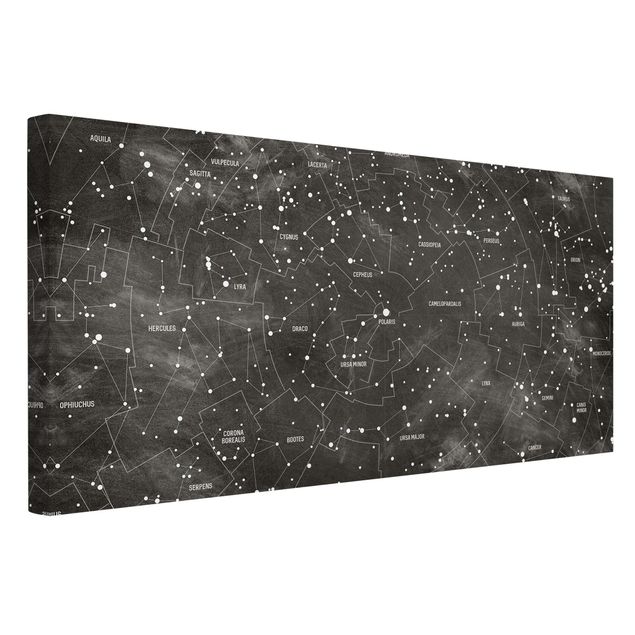 Tableau toile ville Carte des constellations aspect tableau noir