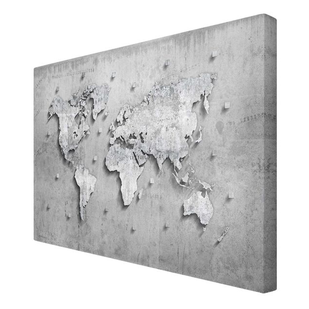 Tableau décoration Carte du monde en béton