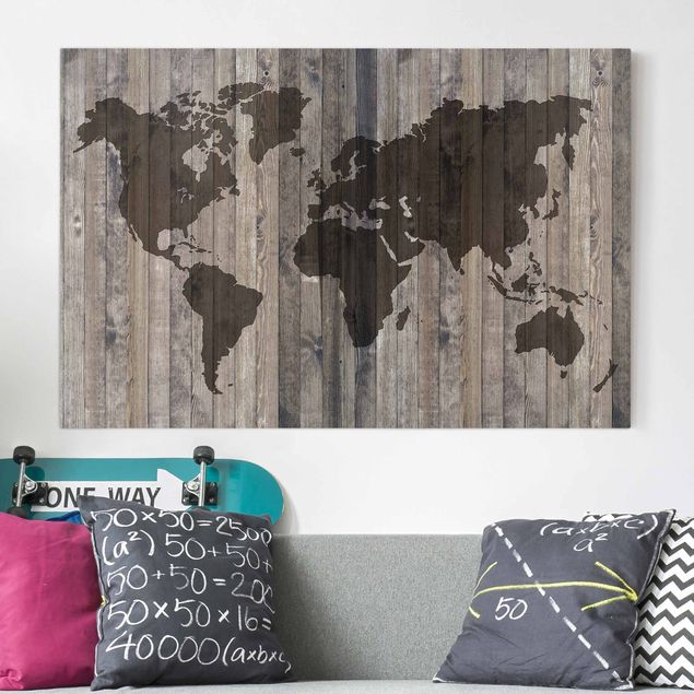 Tableaux modernes Carte du monde en bois