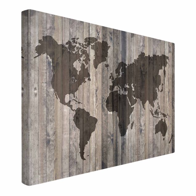 Tableau ville Carte du monde en bois