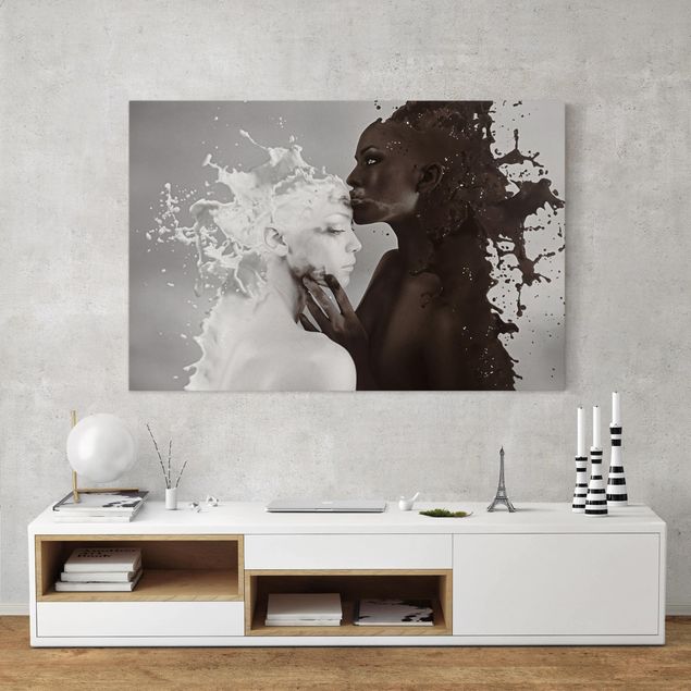 Tableaux sur toile en noir et blanc Milk & Coffee Kiss