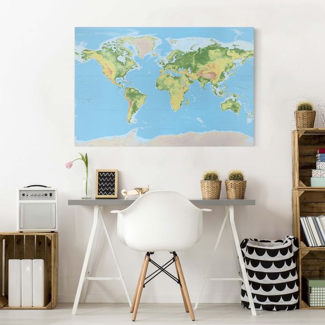 Tableau carte du monde Carte du monde physique