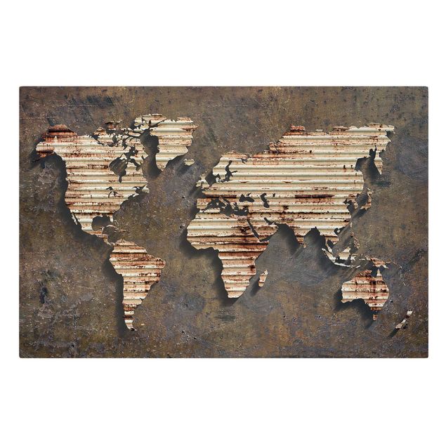 Tableaux muraux Carte du monde en rouille