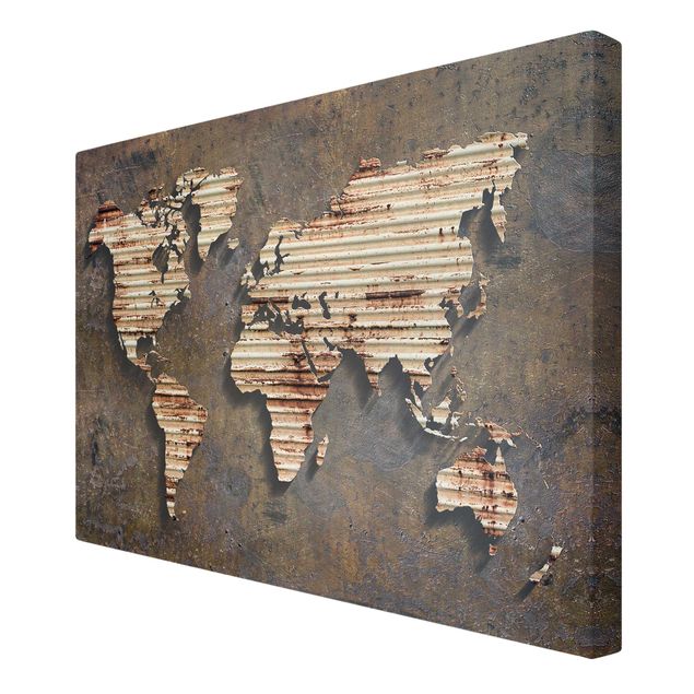 Toile murale Carte du monde en rouille