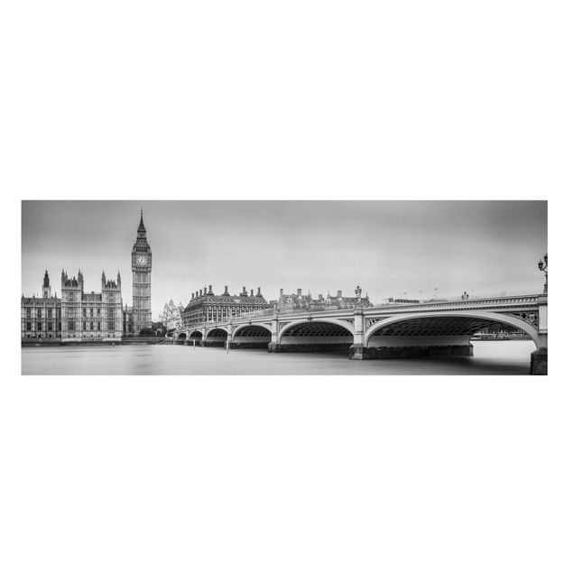 Tableaux sur toile en noir et blanc Pont de Westminster et Big Ben