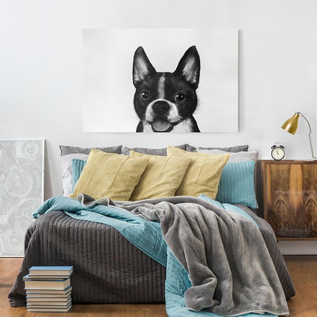 Tableau chien Illustration Chien Boston Peinture Noir Et Blanc