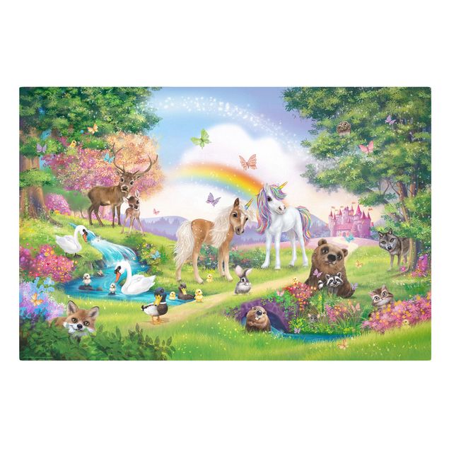 Tableau multicolore Forêt Enchantée avec Licorne