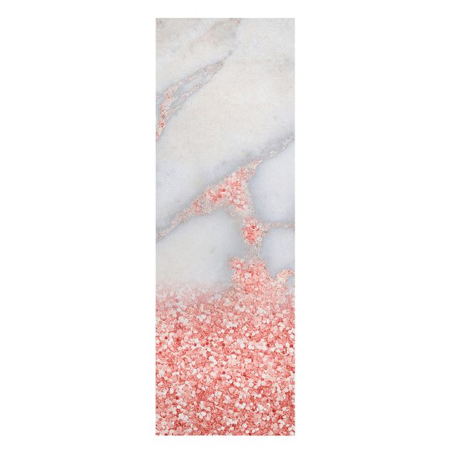 Tableau reproduction Imitation marbre avec confetti rose clair