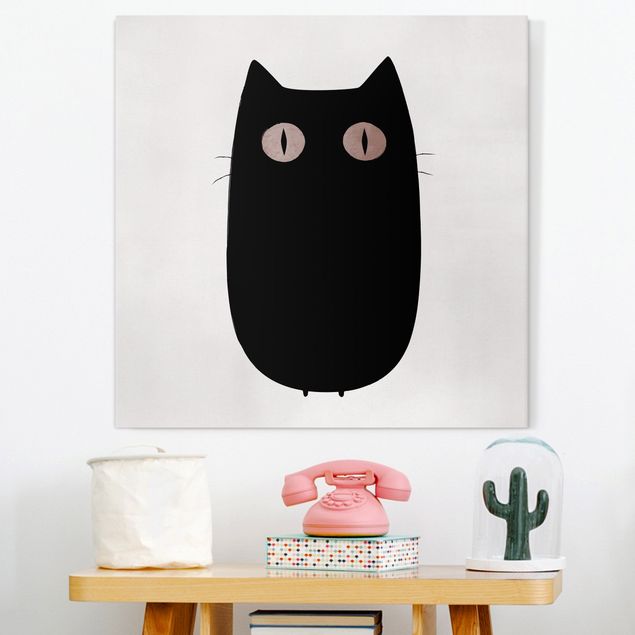 Déco mur cuisine Illustration d'un chat noir