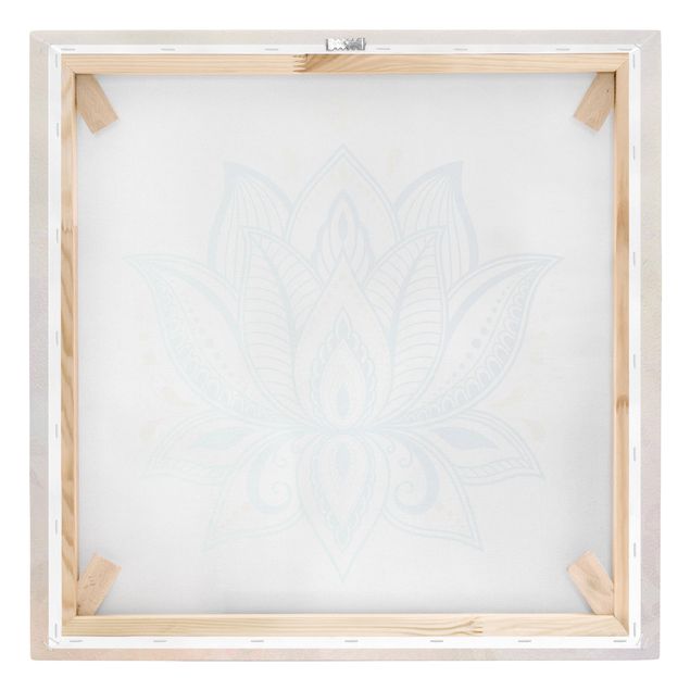 Tableaux Illustration Lotus Mandala Or Bleu