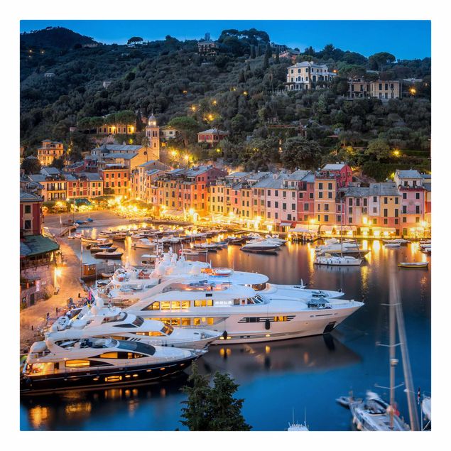 Tableau ville du monde Nuit dans le port de Portofino
