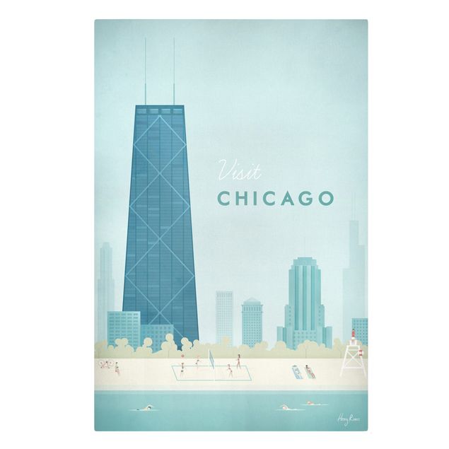 Tableau ton bleu Poster de voyage - Chicago