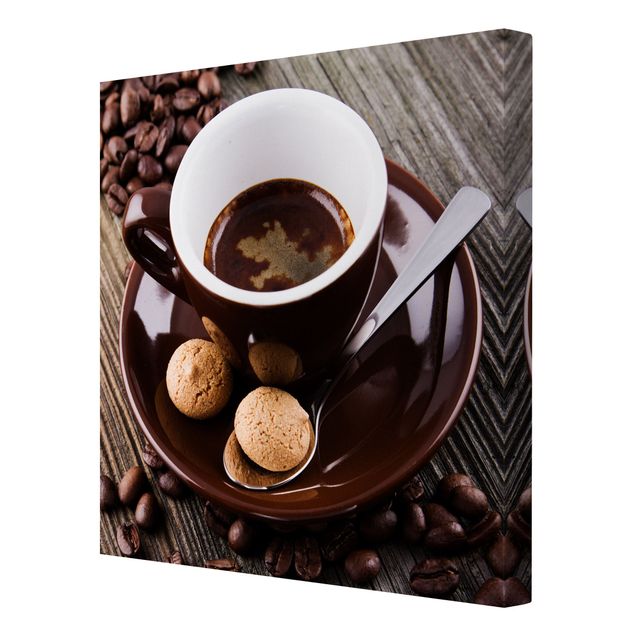 Tableau marron moderne Tasses à café avec grains de café